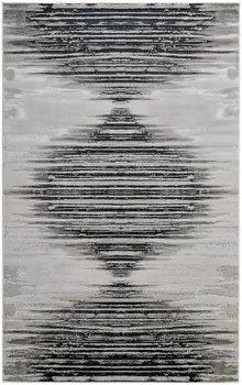 10' X 13' Black and Silver Geometric Power Loom Area Rug