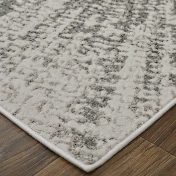 9' X 12' Gray and Ivory Abstract Power Loom Area Rug