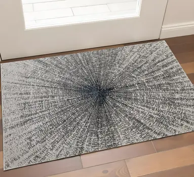 2' X 3' Gray and Ivory Abstract Power Loom Area Rug