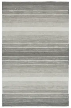 5' X 8' Gray Wool Striped Hand Woven Area Rug