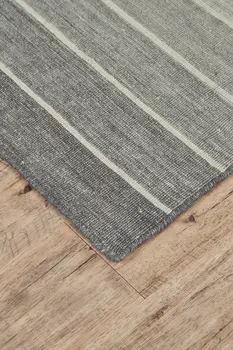 5' X 8' Gray Wool Striped Hand Woven Area Rug