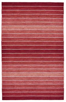 5' X 8' Red Wool Striped Hand Woven Area Rug