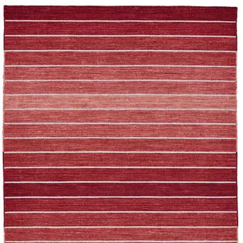 8' X 11' Red Wool Striped Hand Woven Area Rug