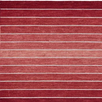 8' X 11' Red Wool Striped Hand Woven Area Rug