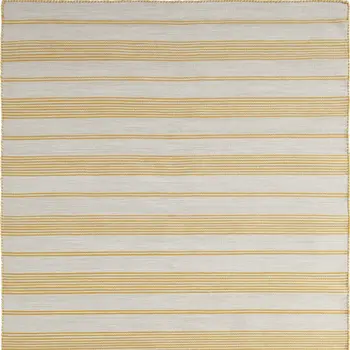 10' X 14' Yellow and Ivory Striped Hand Woven Area Rug