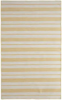 10' X 14' Yellow and Ivory Striped Hand Woven Area Rug