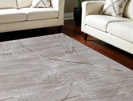 7' X 10' Silver Brown and Taupe Abstract Power Loom Area Rug