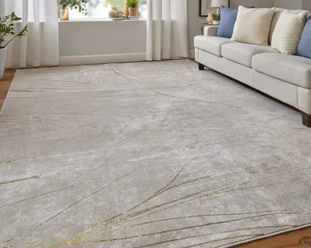 10' X 13' Silver Brown and Taupe Abstract Power Loom Area Rug