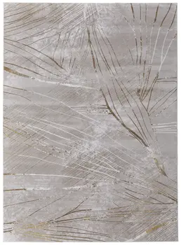 2' X 3' Silver Brown and Taupe Abstract Power Loom Area Rug