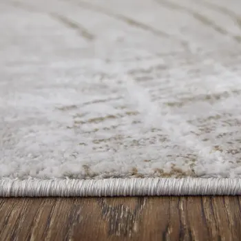 2' X 3' Silver Brown and Taupe Abstract Power Loom Area Rug