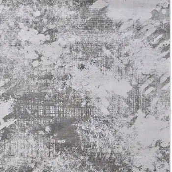 8' X 11' Gray and Silver Abstract Power Loom Worn Faded Area Rug