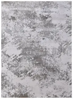 10' X 13' Gray and Silver Abstract Power Loom Worn Faded Area Rug