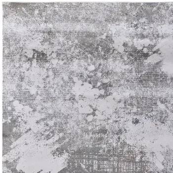 2' X 3' Gray and Silver Abstract Power Loom Worn Faded Area Rug