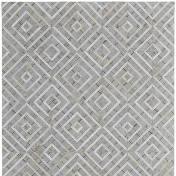 5' X 8' Gray and Ivory Geometric Hand Woven Area Rug