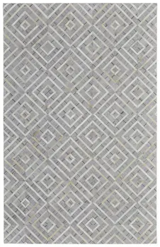 5' X 8' Gray and Ivory Geometric Hand Woven Area Rug