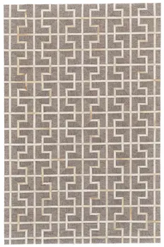 5' X 8' Tan and Ivory Geometric Hand Woven Area Rug