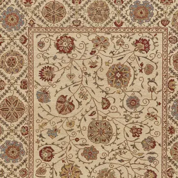 4' X 6' Red Tan and Gold Wool Oriental Hand Knotted Area Rug