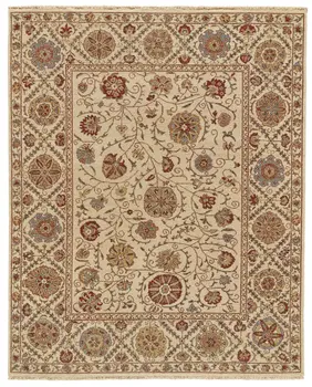 4' X 6' Red Tan and Gold Wool Oriental Hand Knotted Area Rug
