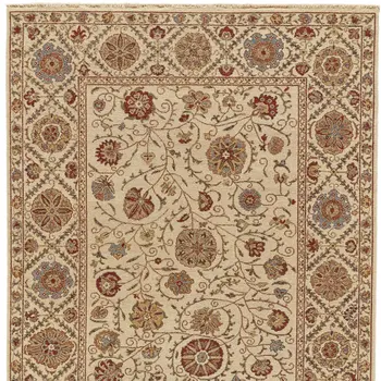2' X 3' Red Tan and Gold Wool Oriental Hand Knotted Area Rug