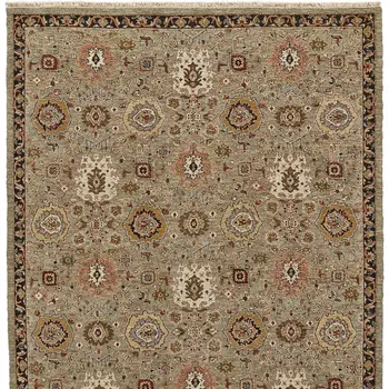 2' X 3' Red Taupe and Gold Wool Oriental Hand Knotted Area Rug