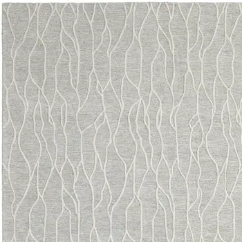12' X 15' Gray and Ivory Wool Abstract Hand Tufted Area Rug