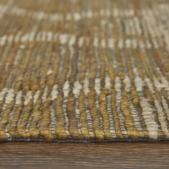5' X 8' Tan and Ivory Geometric Hand Woven Area Rug