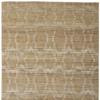 5' X 8' Tan and Ivory Geometric Hand Woven Area Rug