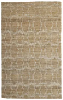5' X 8' Tan and Ivory Geometric Hand Woven Area Rug