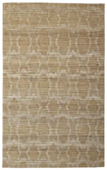 5' X 8' Tan and Ivory Geometric Hand Woven Area Rug