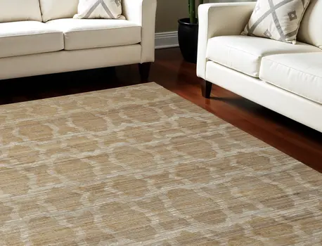 8' X 11' Tan and Ivory Geometric Hand Woven Area Rug