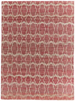 8' X 11' Red and Tan Geometric Hand Woven Area Rug