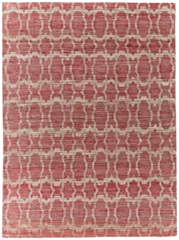 8' X 11' Red and Tan Geometric Hand Woven Area Rug