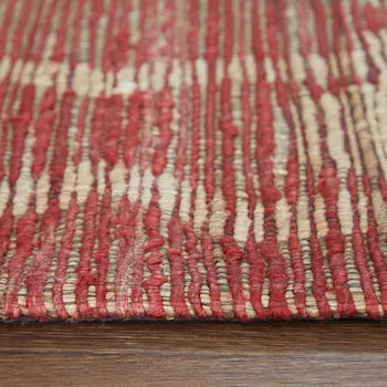 8' X 11' Red and Tan Geometric Hand Woven Area Rug