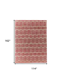 9' X 13' Red and Tan Geometric Hand Woven Area Rug