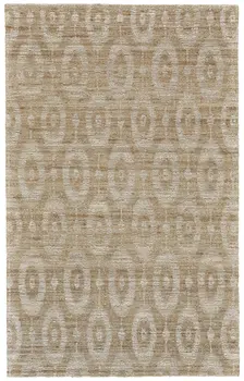 5' X 8' Tan and Ivory Geometric Hand Woven Area Rug