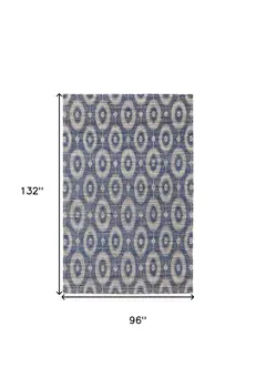8' X 11' Blue and Tan Geometric Hand Woven Area Rug