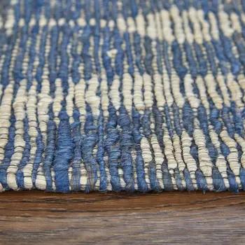 8' X 11' Blue and Tan Geometric Hand Woven Area Rug