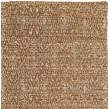 5' X 8' Orange and Tan Geometric Hand Woven Area Rug