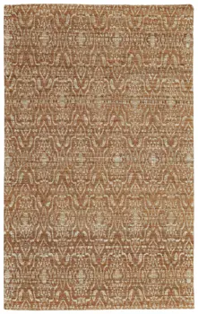 5' X 8' Orange and Tan Geometric Hand Woven Area Rug