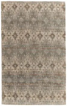 5' X 8' Tan and Gray Geometric Hand Woven Area Rug