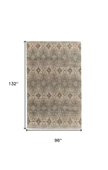 8' X 11' Tan and Gray Geometric Hand Woven Area Rug