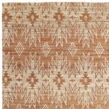 5' X 8' Orange and Tan Geometric Hand Woven Area Rug