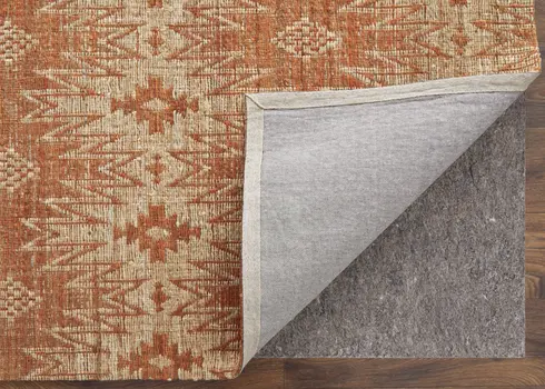 8' X 11' Orange and Tan Geometric Hand Woven Area Rug
