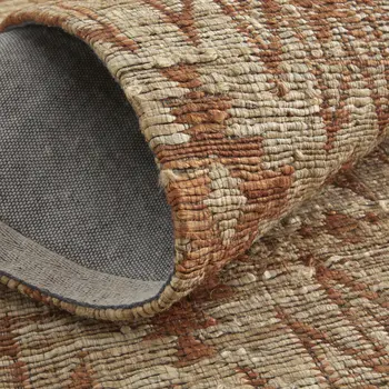 8' X 11' Orange and Tan Geometric Hand Woven Area Rug