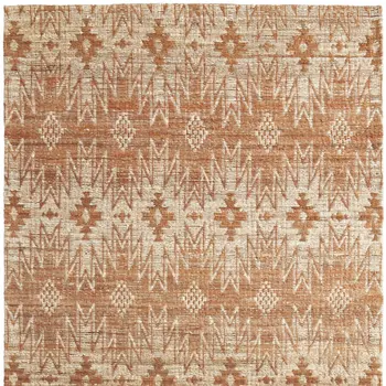 8' X 11' Orange and Tan Geometric Hand Woven Area Rug