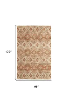 8' X 11' Orange and Tan Geometric Hand Woven Area Rug
