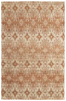 8' X 11' Orange and Tan Geometric Hand Woven Area Rug