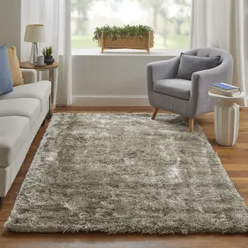 5' X 8' Gold Shag Hand Tufted Area Rug