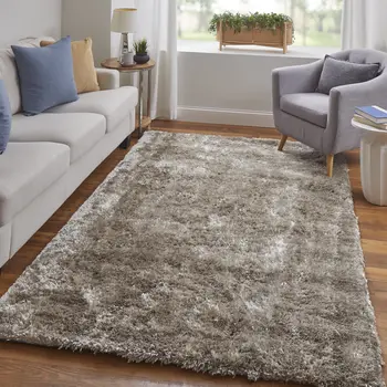 5' X 8' Gold Shag Hand Tufted Area Rug