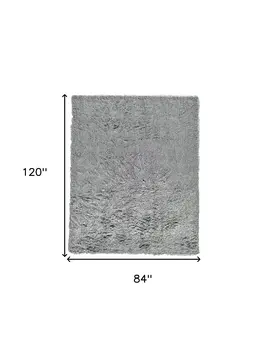7' X 10' Gray Shag Hand Tufted Area Rug